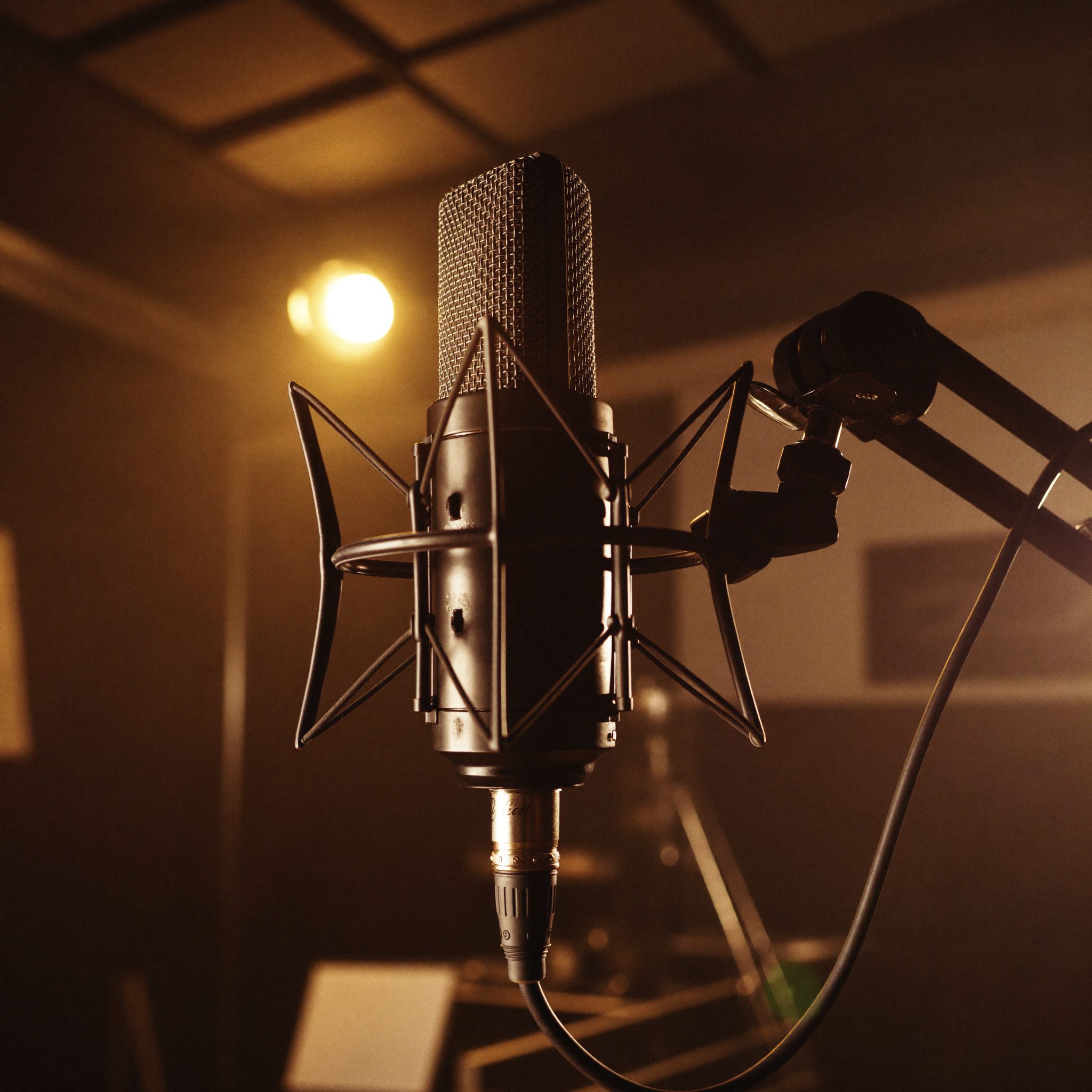 Mikrofon di ruang rekam studio Wirawan Siaran